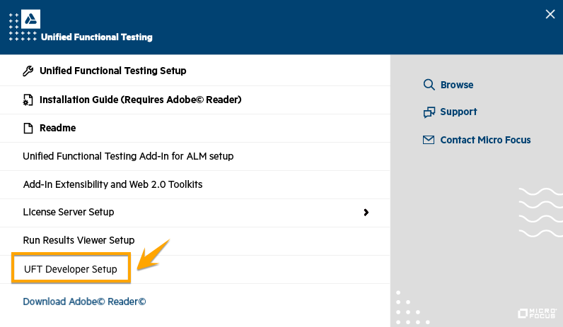 UFT Developer Setup link