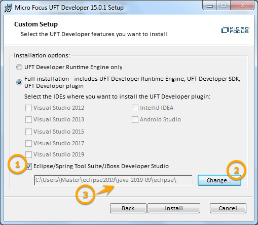 UFT Developer Installation as plugin with Eclipse