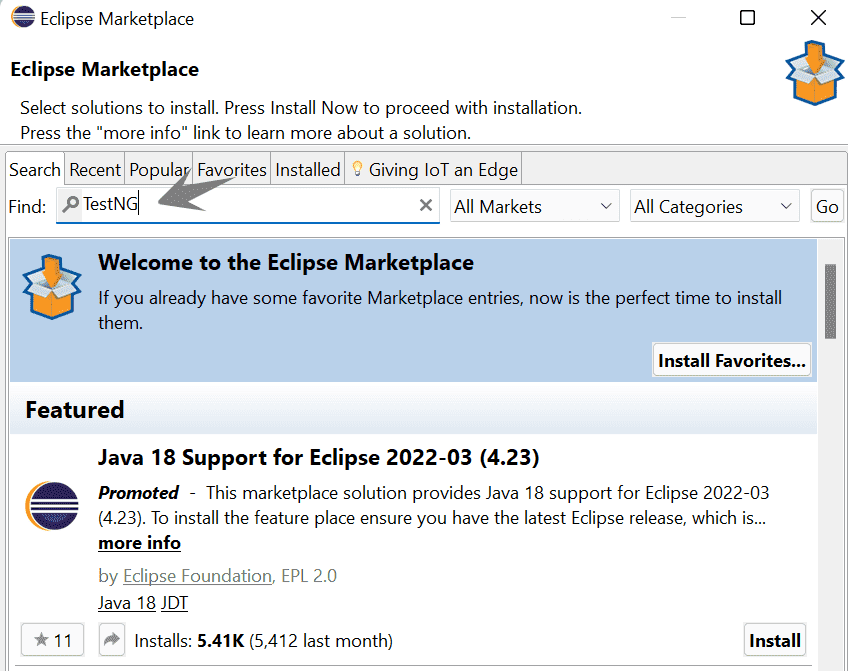 TestNG Eclipse Marketplace Selenium 2